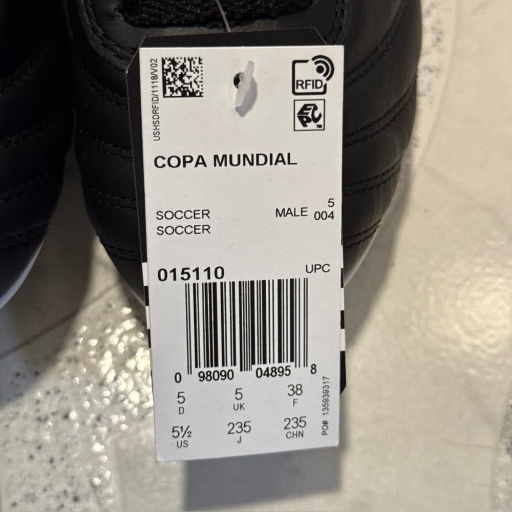 New Adidas Copa Mundial Leather Soccer Cleats Black White Men’s Sizes 015110 - Picture 8 of 14